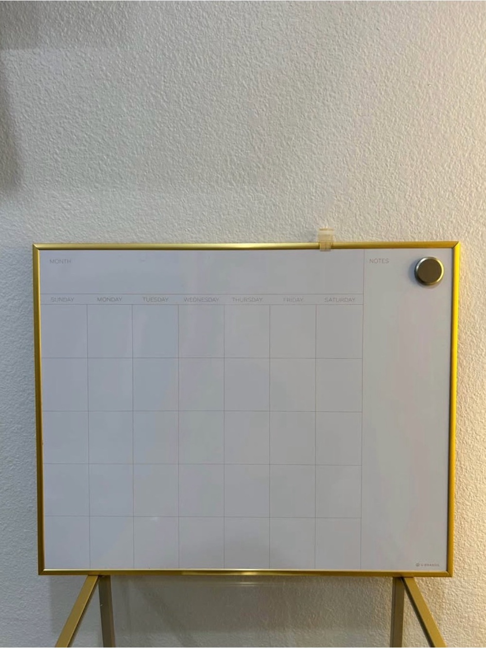 Gold-Trim Magnetic Monthly Calendar Whiteboard - Home Office